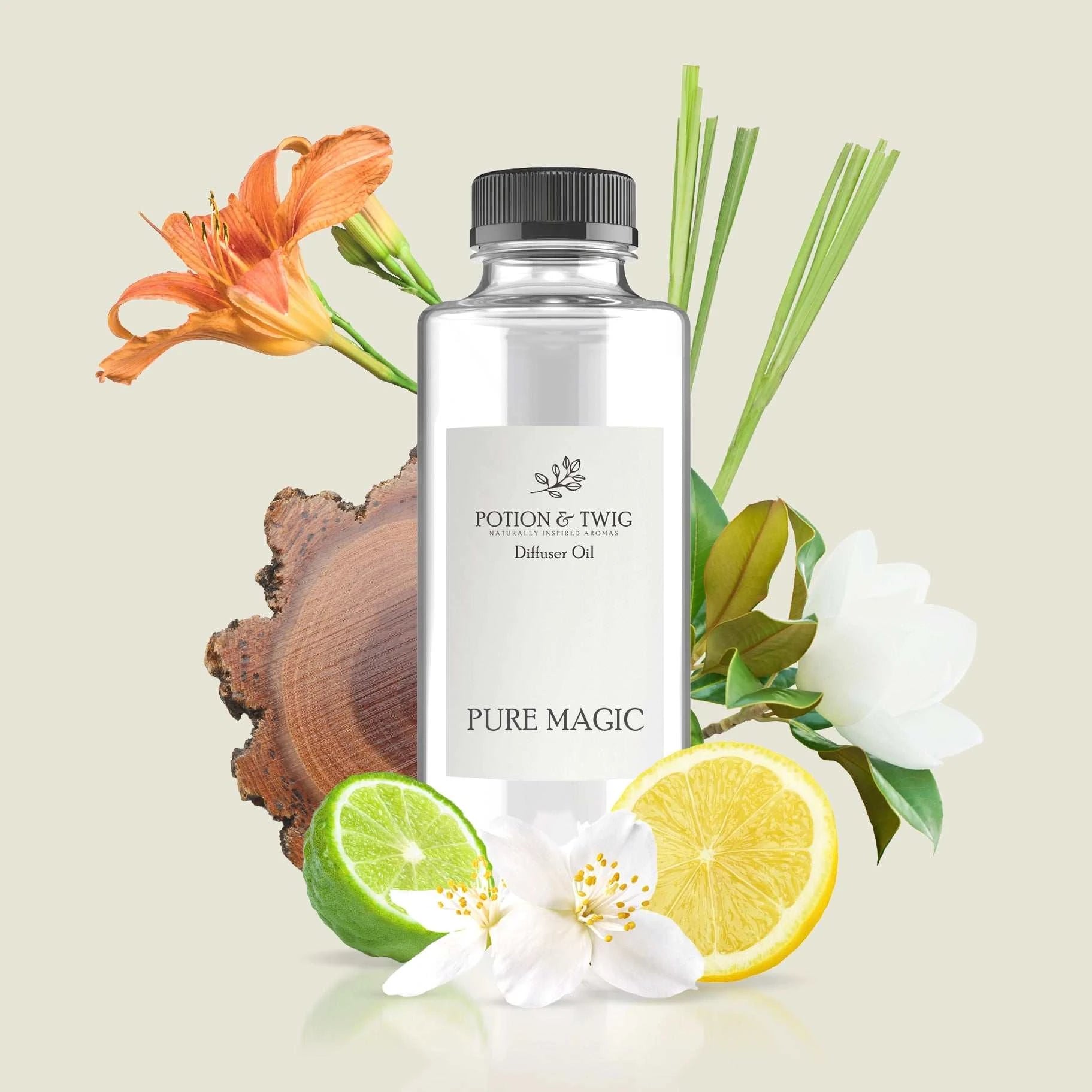 Bottle of 24K Magic fragrance with notes of bergamot, lemon, lemongrass, magnolia, jasmine, lily, koa wood, and musk