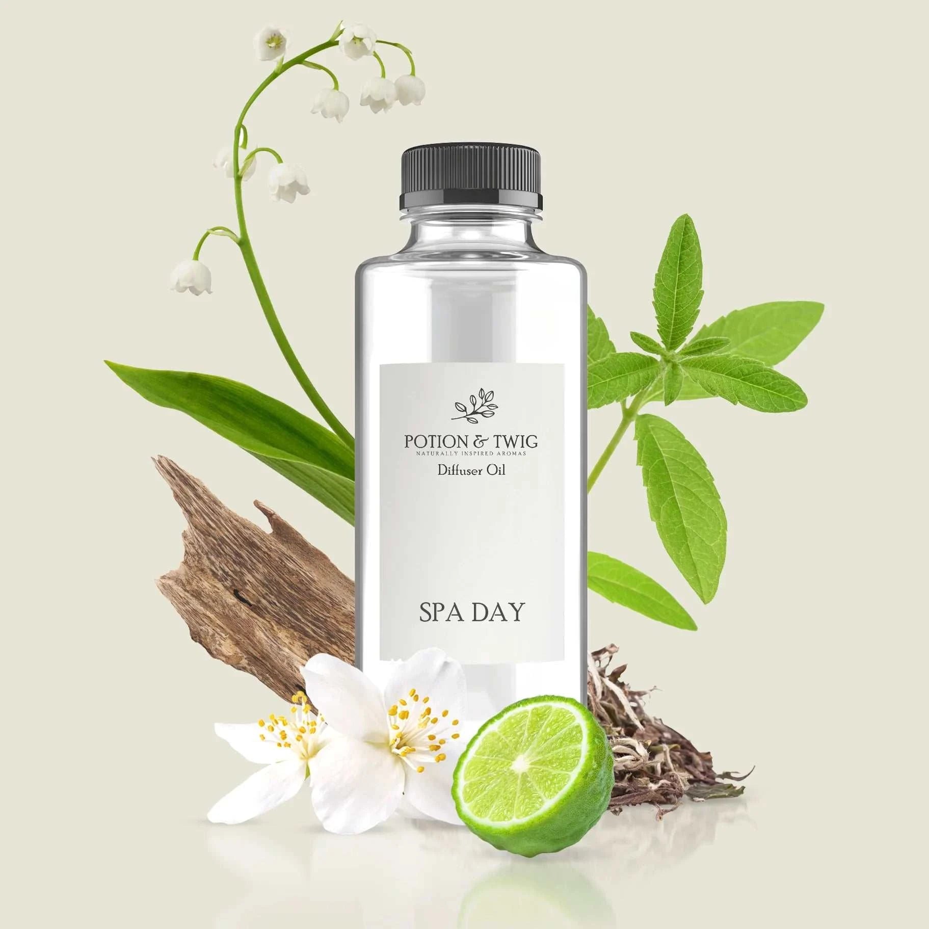 Elegant spa day aroma with holly leaves, bergamot, and lily of the valley