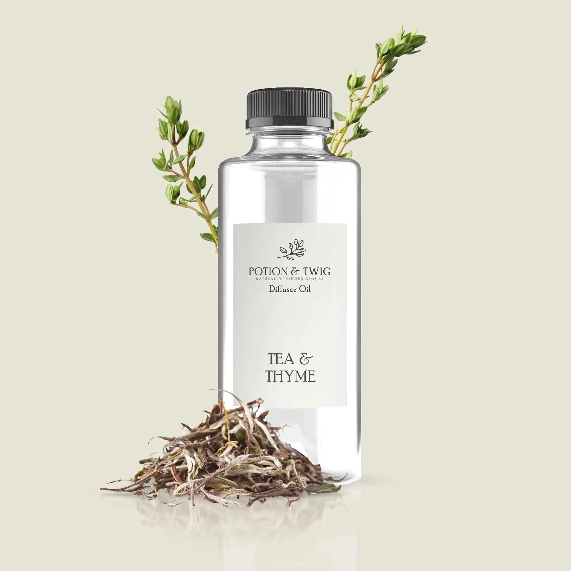 Luxurious Tea & Thyme fragrance blending white tea and aromatic thyme herbs