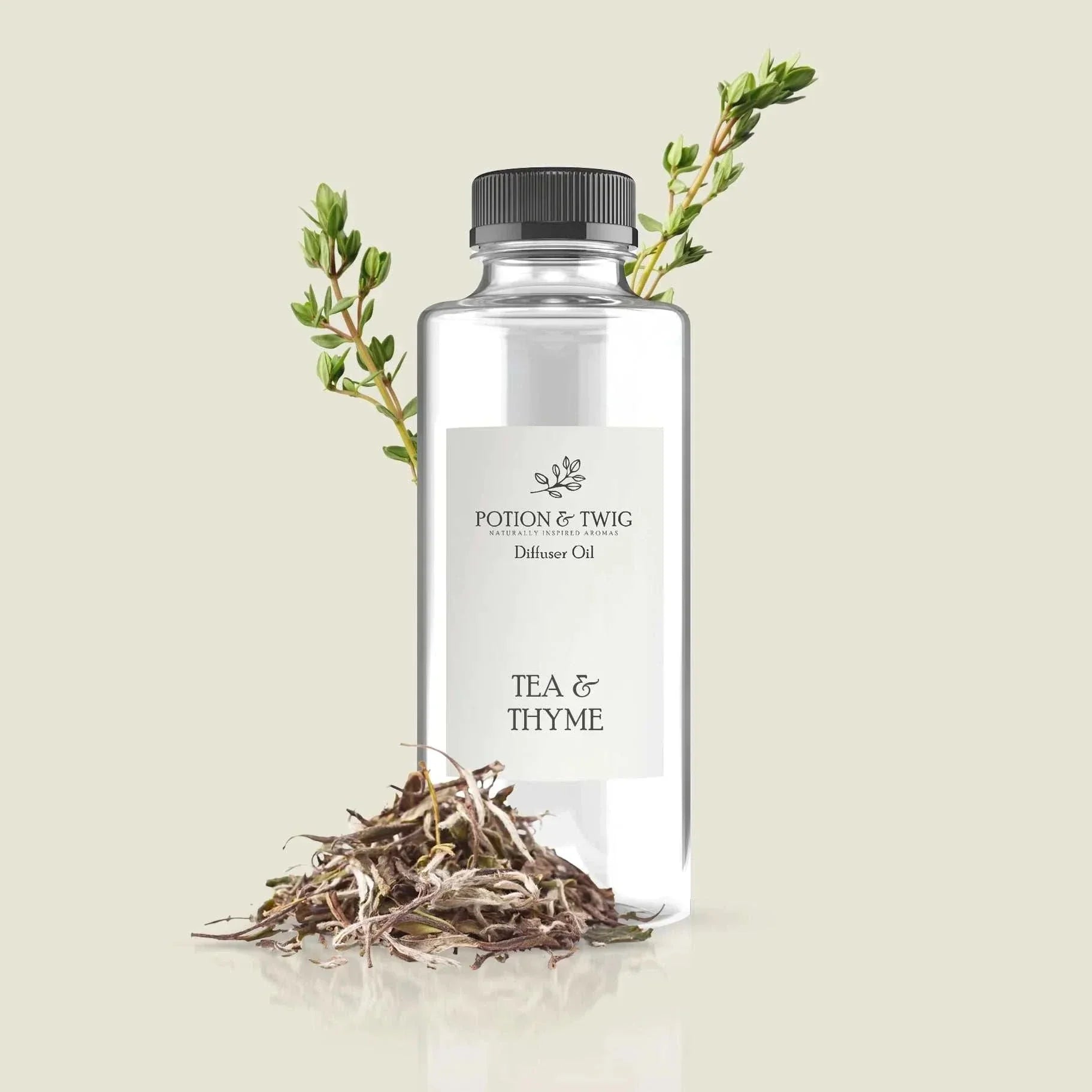 Luxurious Tea & Thyme fragrance blending white tea and aromatic thyme herbs