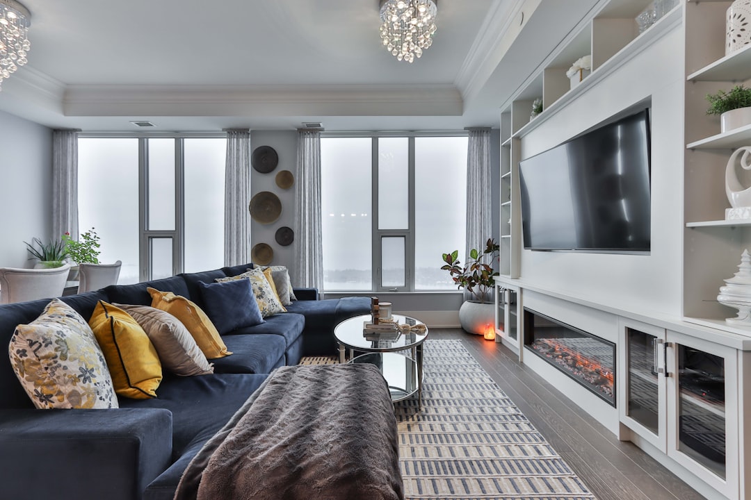 Well designed modern living room and entertainment system