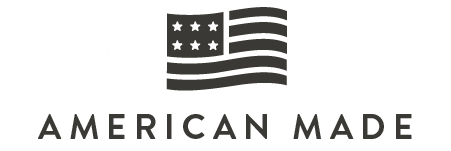 Logo with American flag and 'American Made' text on a white background