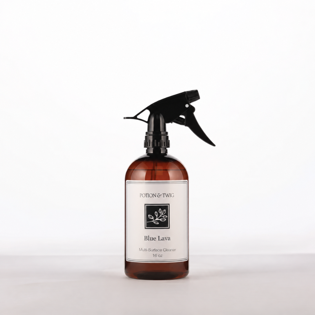 16oz Multi-surface cleaner bottle branded Potion & Twig and labeled Blue Lava on a white background