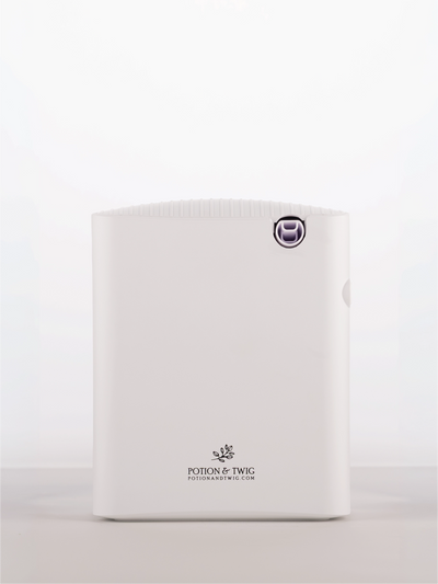 White Gallery Square Smart Scent Diffuser with a logo on a white background