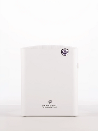 White Gallery Square Smart Scent Diffuser with a logo on a white background