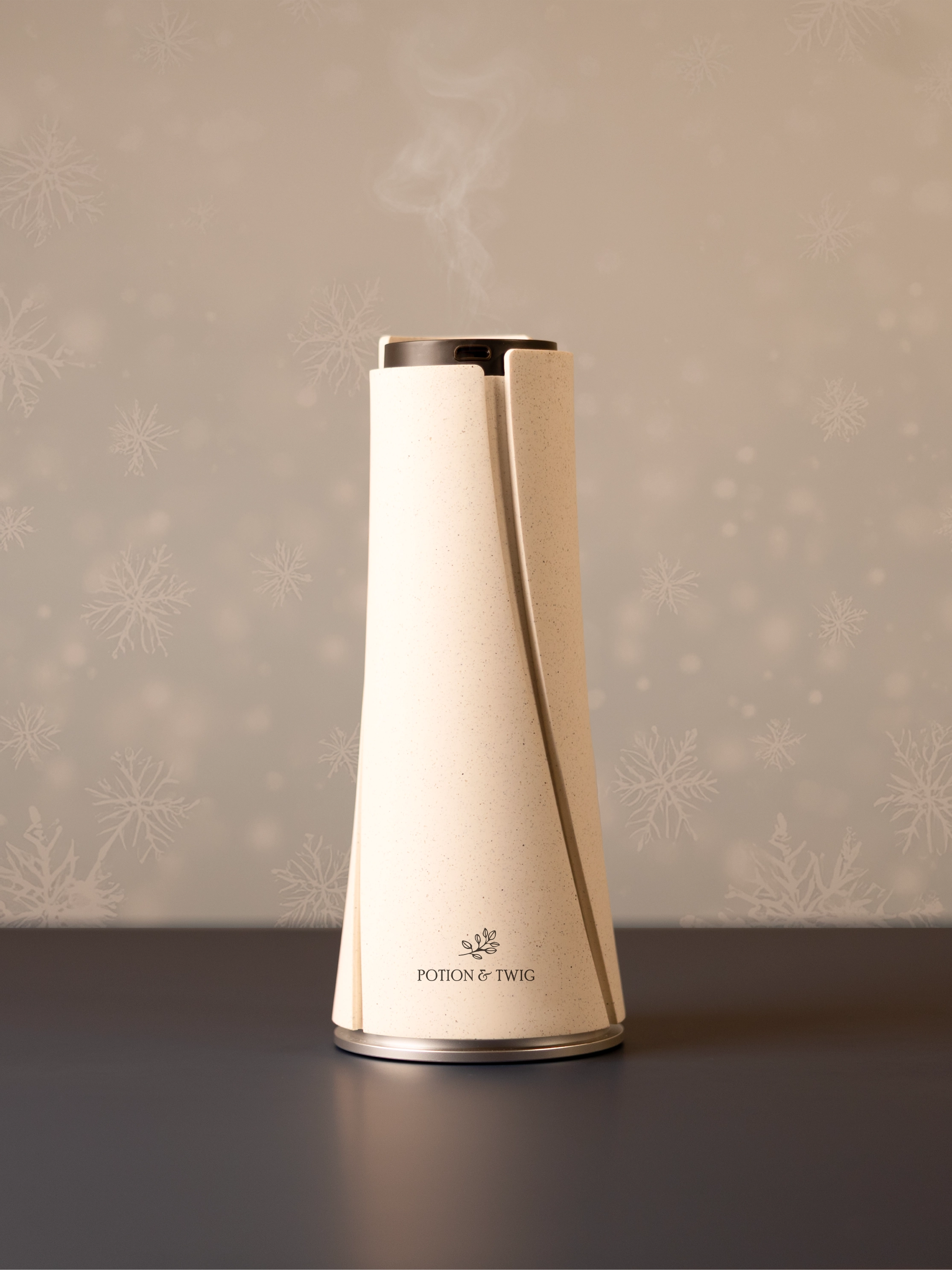 White Lumen scent diffuser on light neutral background