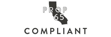 Logo indicating compliance with Proposition 65, featuring a stylized map of California.