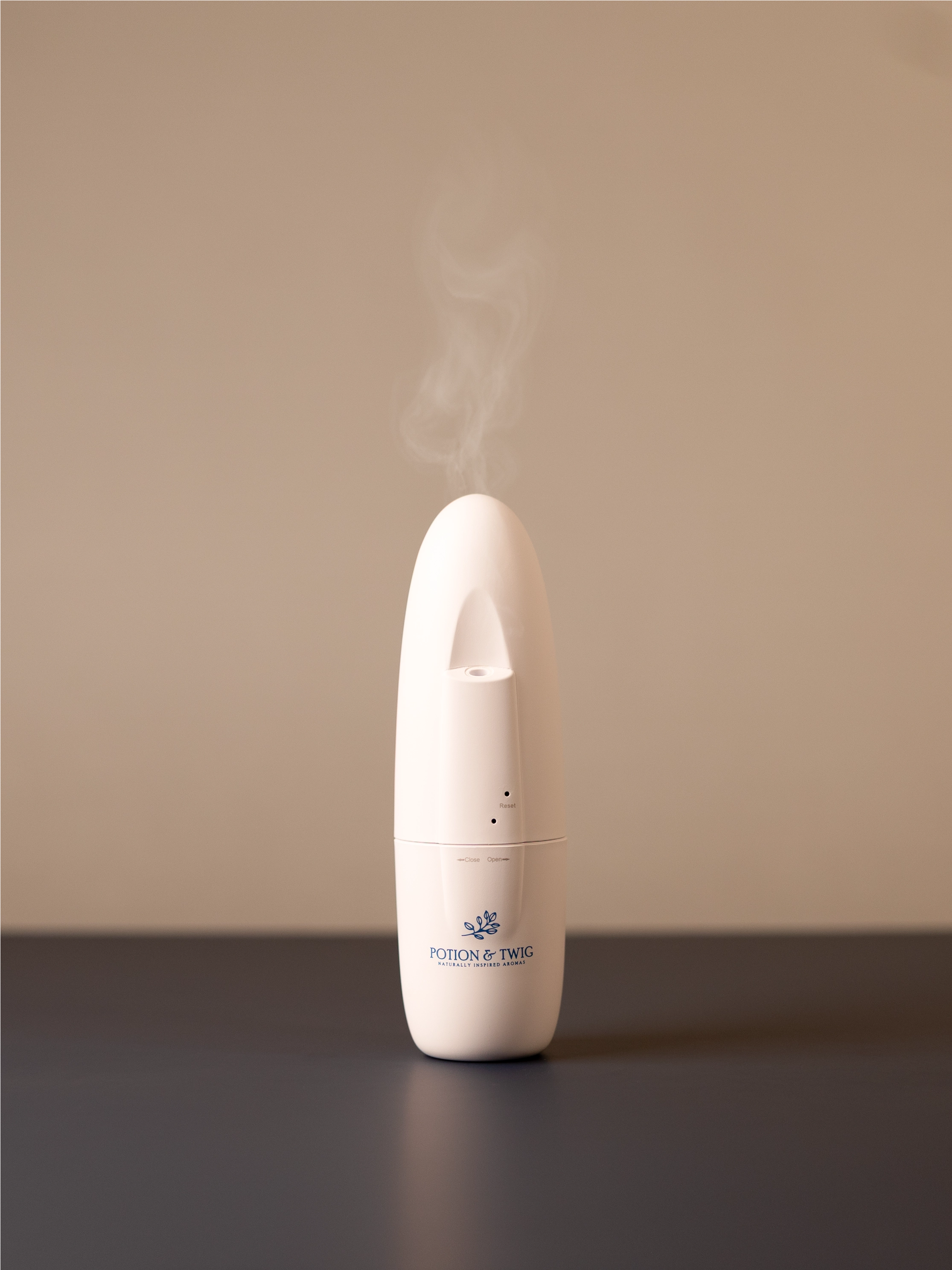 White Sienna scent diffuser on light neutral background