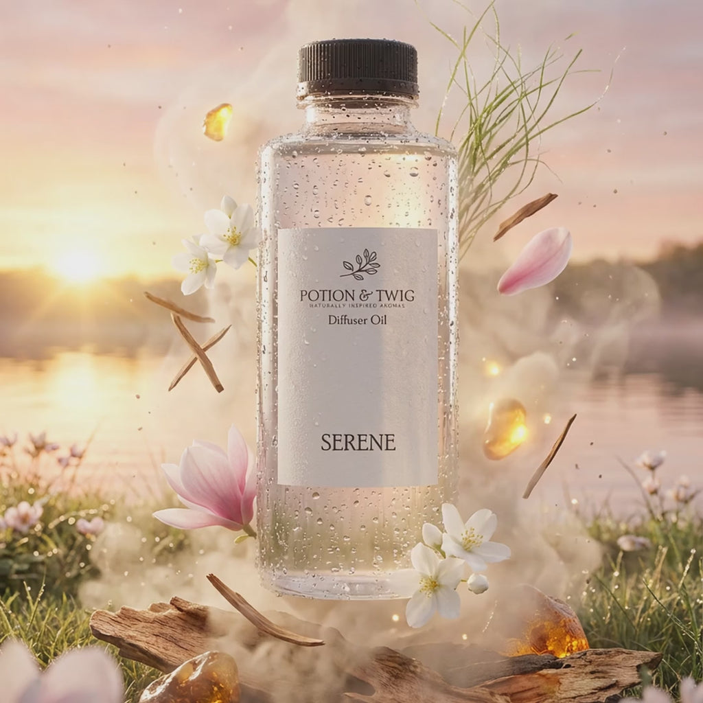 Video of fragrance notes around bottle of Serene diffuser oil
