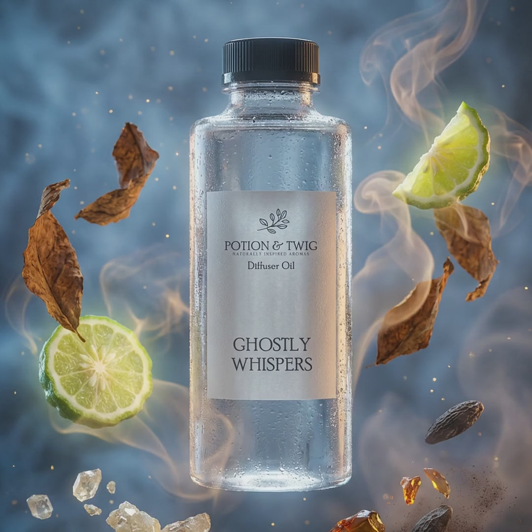 Video of fragrance notes around bottle of Ghostly Whispers diffuser oil